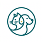 Circular dog and cat emblem